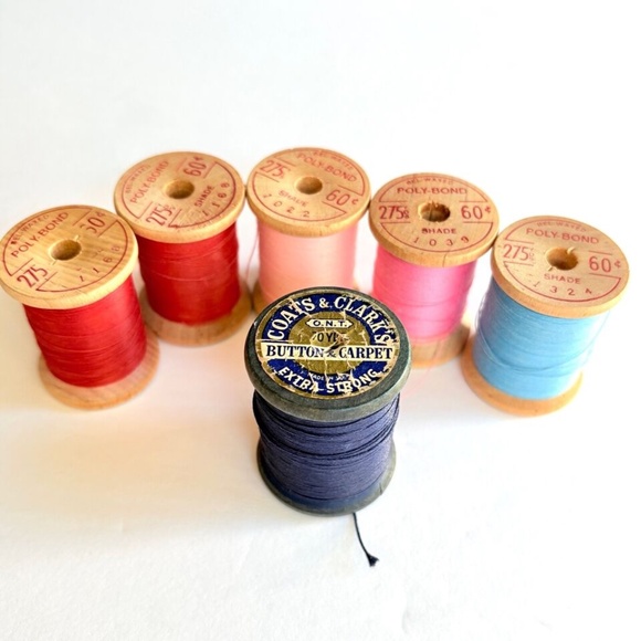 Belding Corticelli Polybond Bel-Waxed Thread 10 Wood Spools One Coats & Clark - Picture 4 of 9